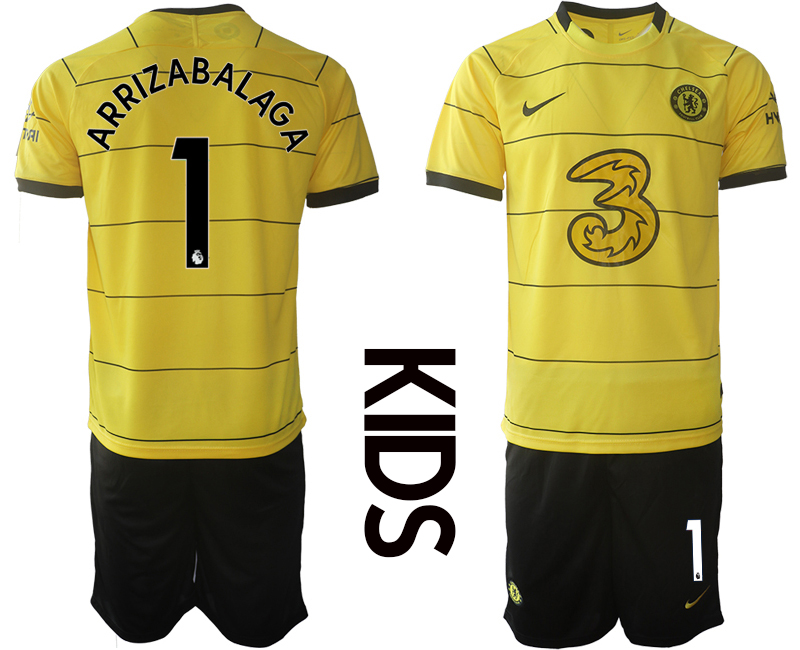 Youth 2021-2022 Club Chelsea away yellow #1 Soccer Jersey